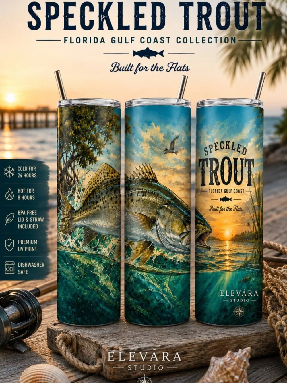 Speckled Trout Florida Fishing 20oz Stainless Steel Tumbler